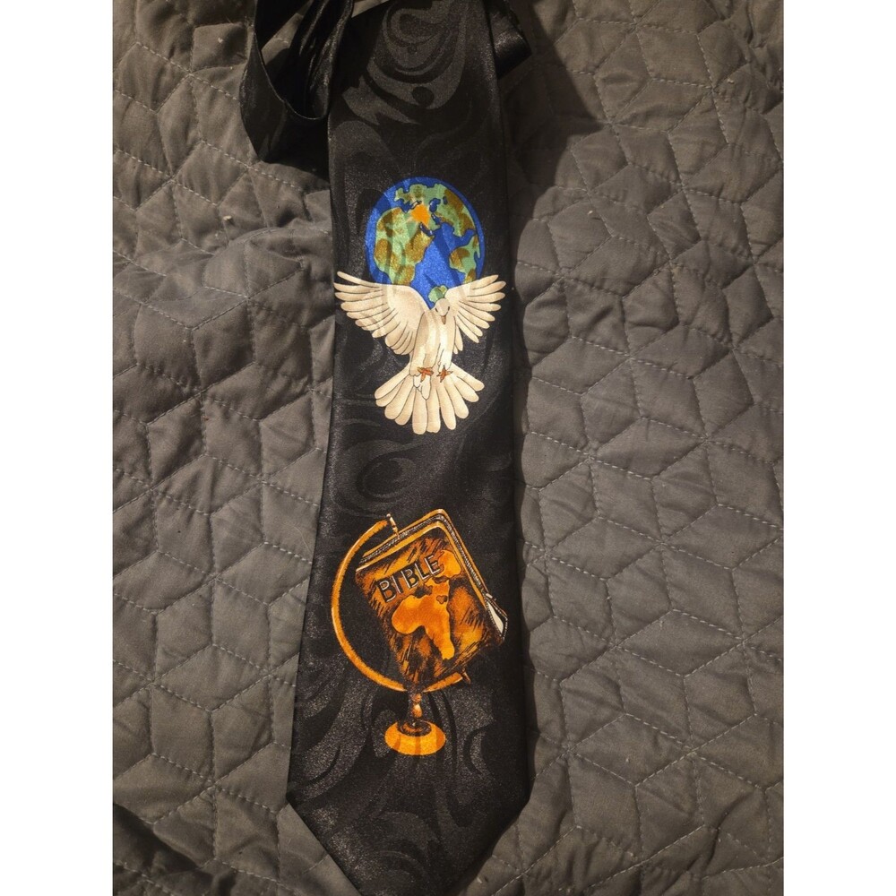 Steven Harris Men's Tie Bible Globe Dove Cross 100% Polyester